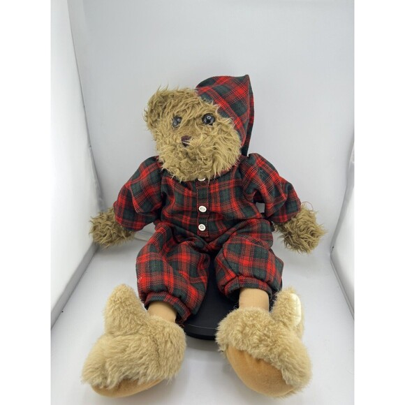 Abc Distributing Brown Bear Plush Plaid Pajamas Bunny Rabbit Slipper Lodge - Picture 5 of 12